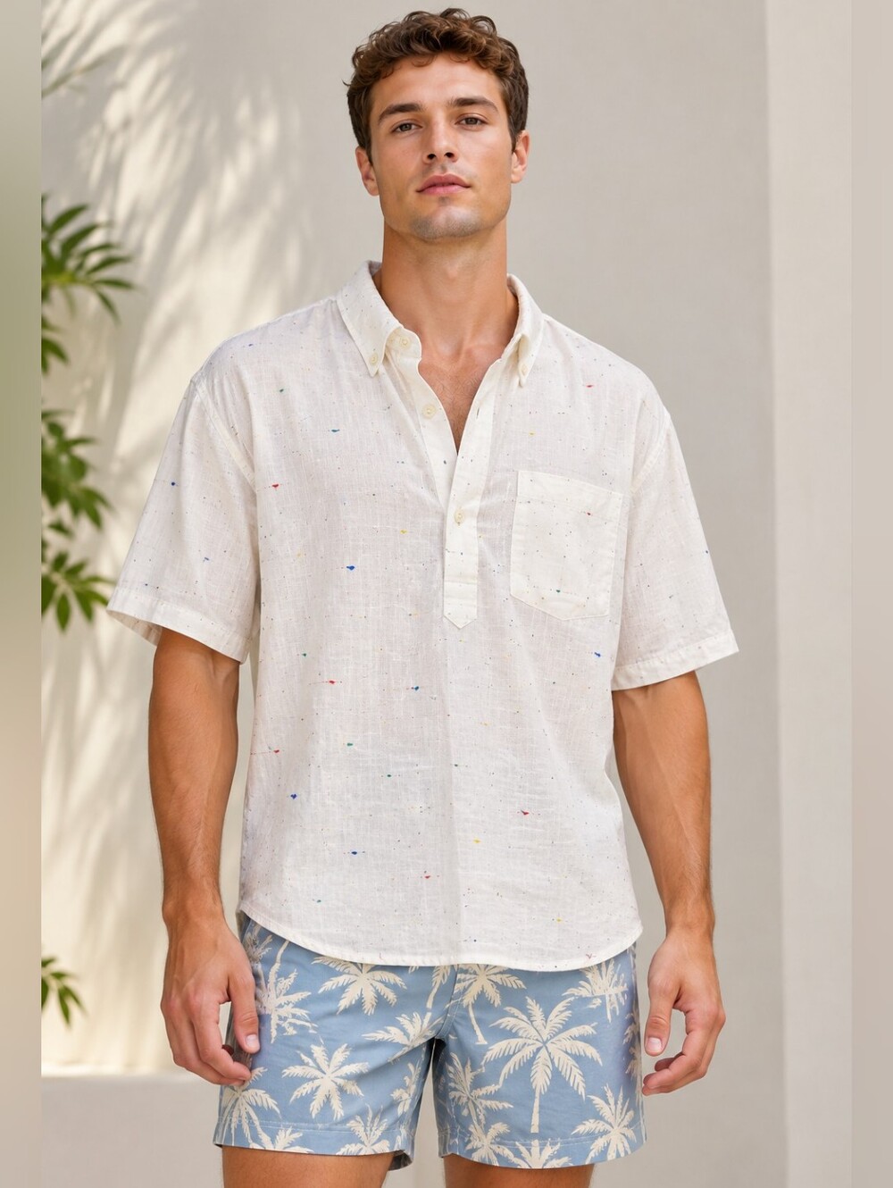 Chubbies Shirt Mens Large White Confetti The Nutter Made in USA Beach Preppy